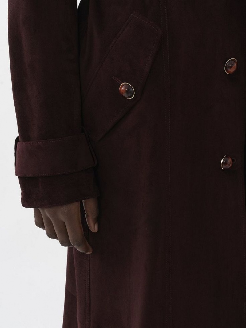 DARKENED BROWN Chloe Long Trench Coat Leather | CHE-SR14119