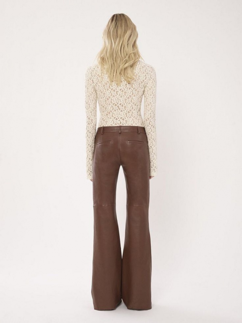 DARK CHESNUT Chloe Low-waist Flare Pants Leather | CHE-SR14118