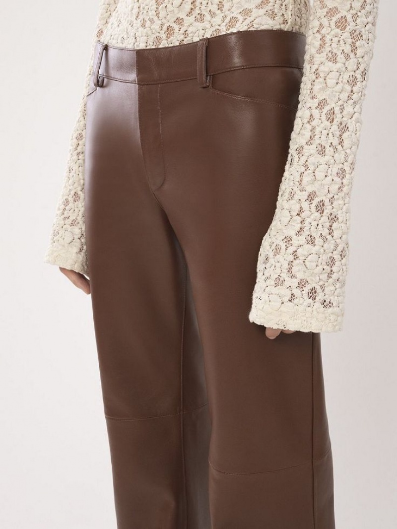 DARK CHESNUT Chloe Low-waist Flare Pants Leather | CHE-SR14118