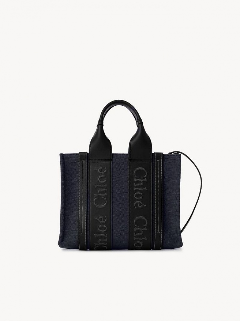 DEEP DENIM Chloe Small Woody Tote Bags | CHE-SR13390