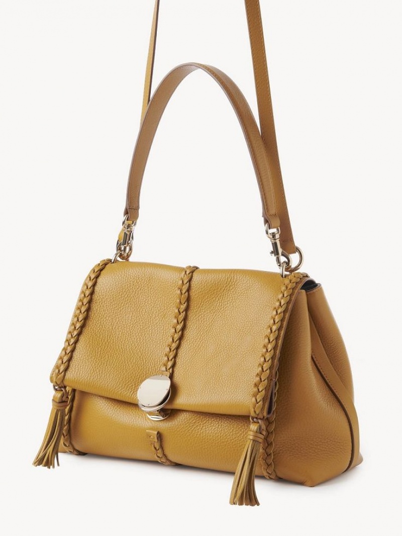 DUSTY GOLD Chloe Penelope Medium Soft Shoulder Bags | CHE-SR13444