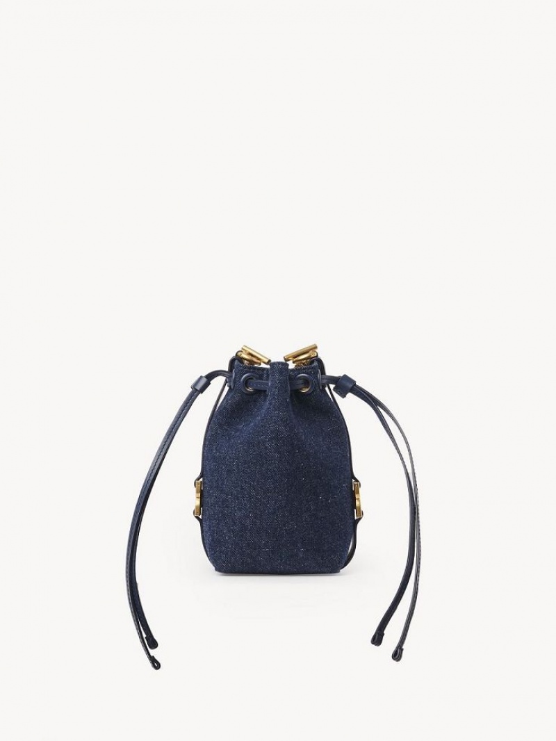 Denim Chloe Marcie Micro Bucket Crossbody Bags | CHE-SR13612