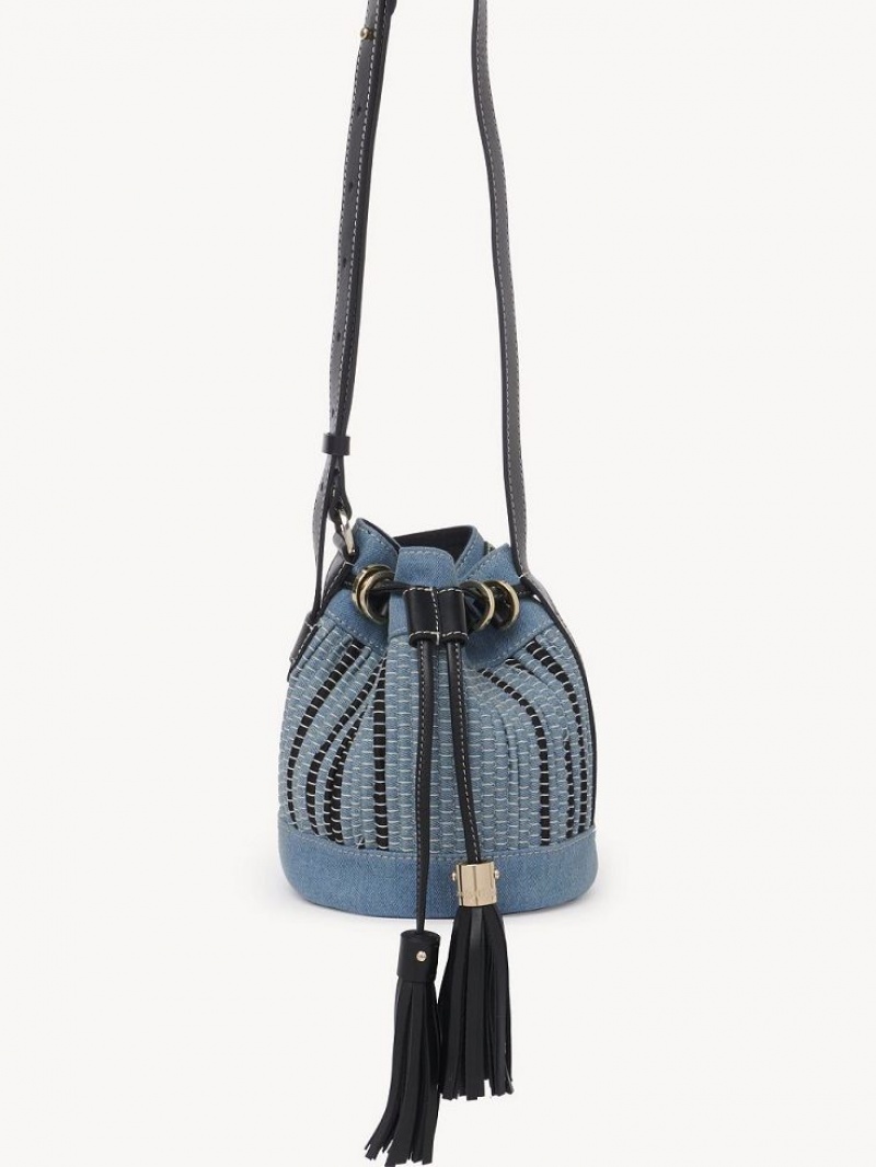 Denim Chloe Vicki Small Bucket Shoulder Bags | CHE-SR14642