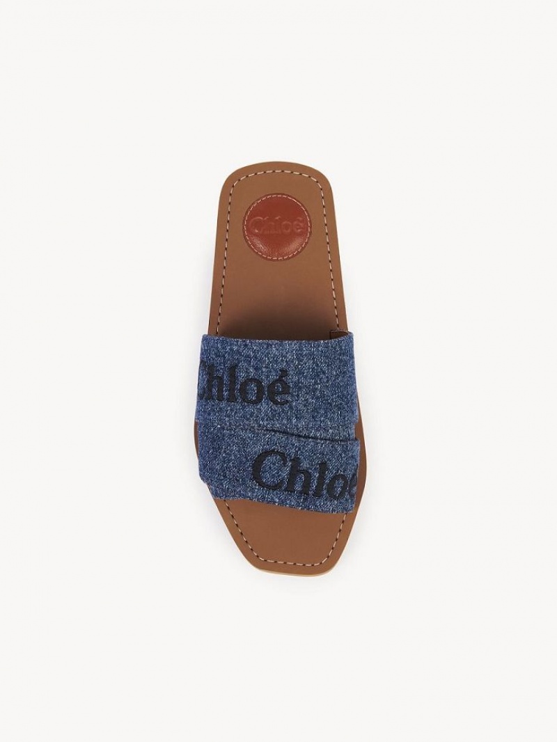 Denim Chloe Woody Flat Mule | CHE-SR14174