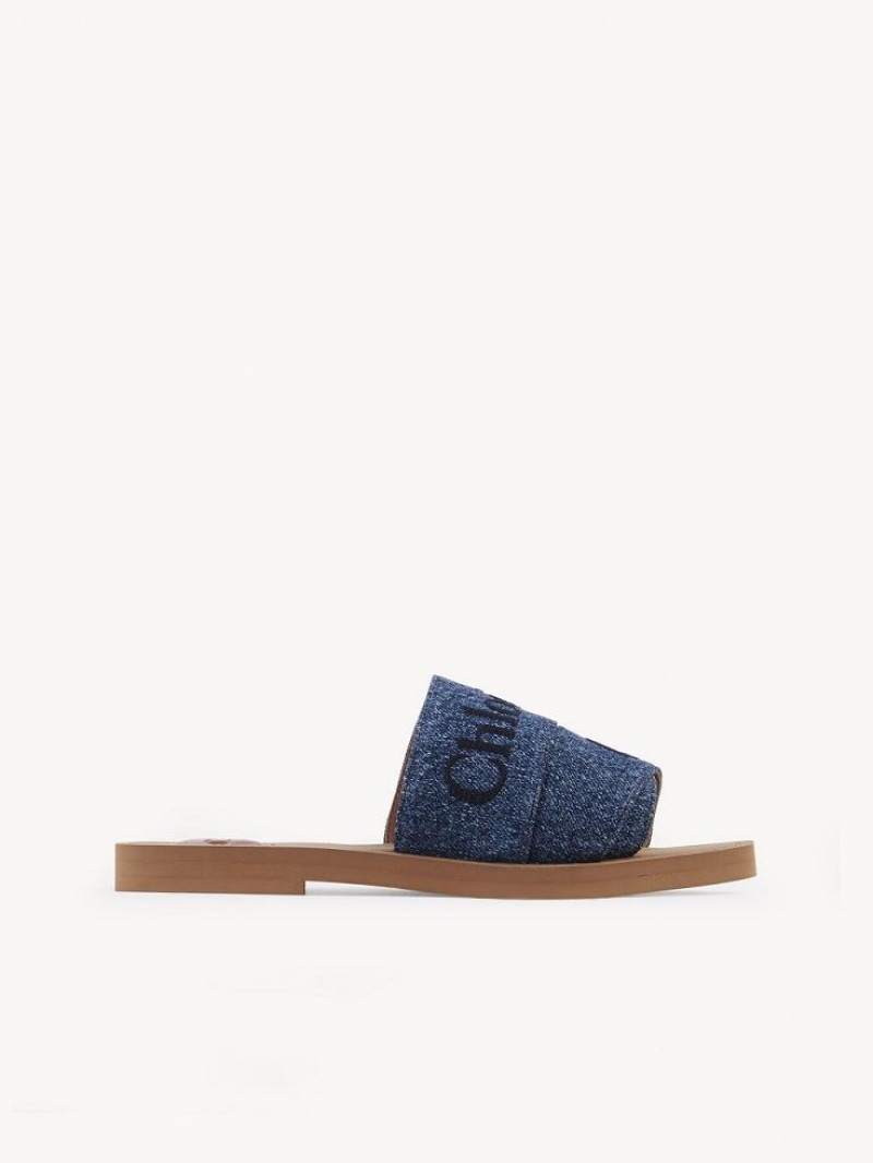 Denim Chloe Woody Flat Mule | CHE-SR14174