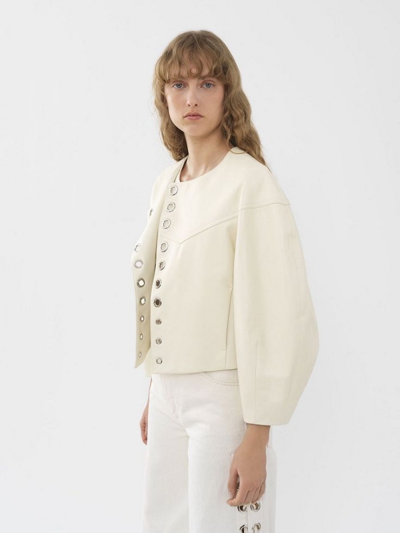 Eden White Chloe Boxy Jacket Leather | CHE-SR14104