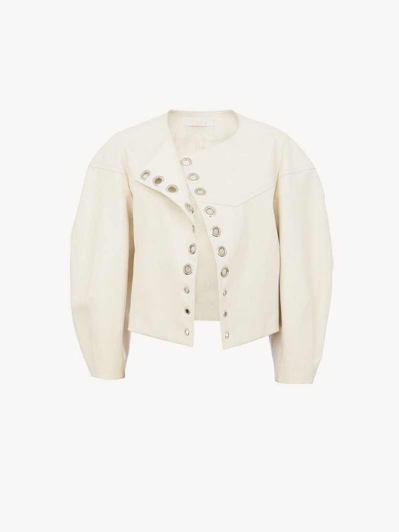 Eden White Chloe Boxy Jacket Leather | CHE-SR14104