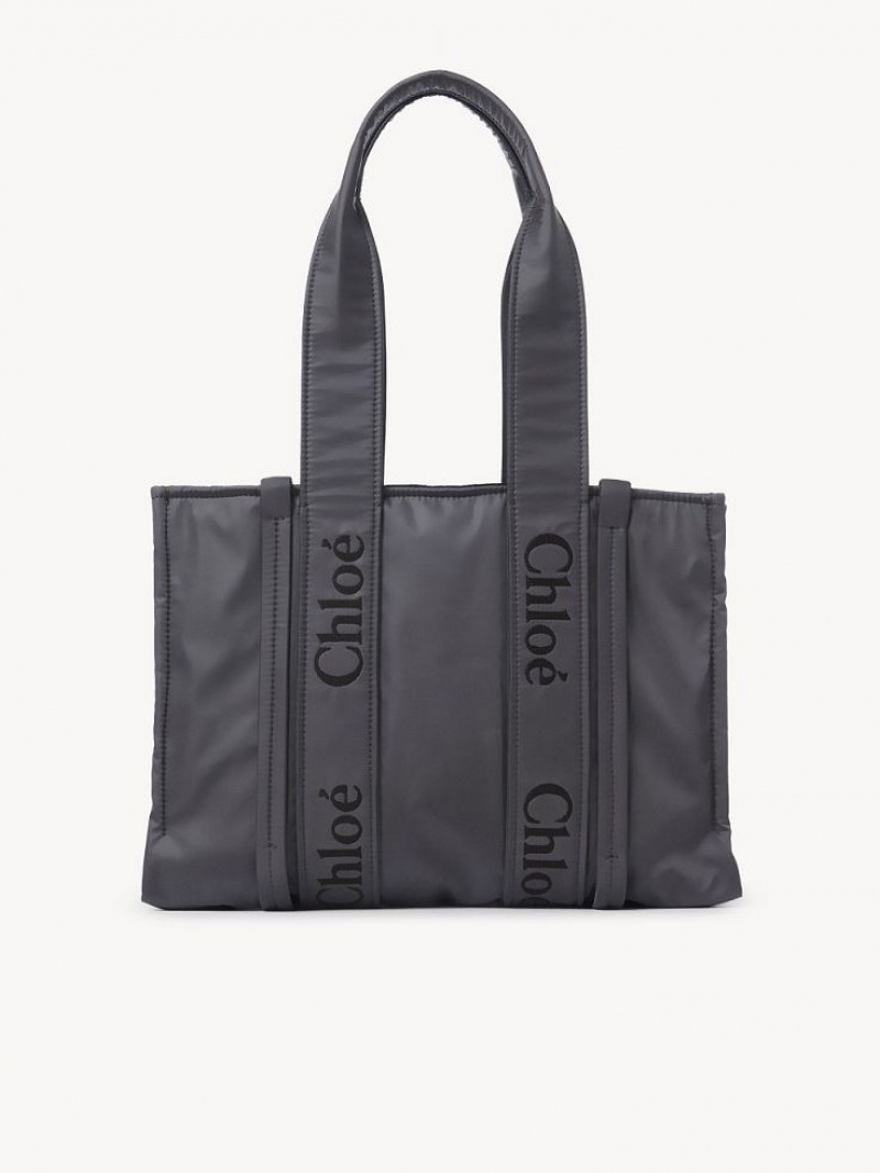 Elephant Grey Chloe Medium Woody Tote Bags | CHE-SR13350