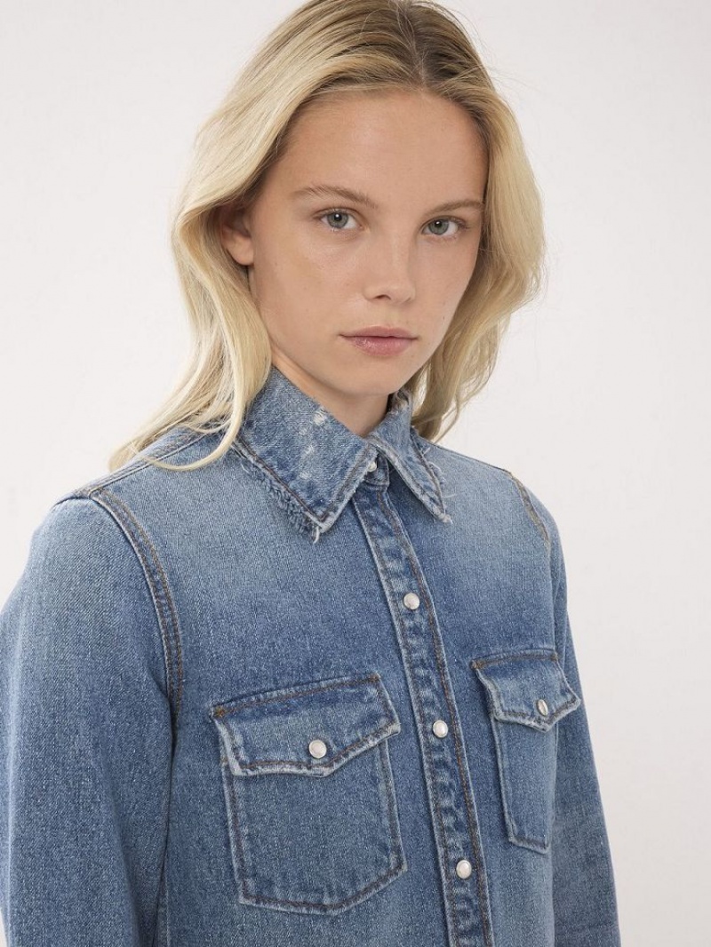 FOGGY BLUE Chloe Classic Denim Shirts | CHE-SR13917