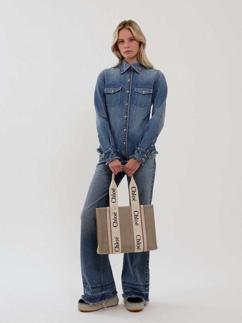 FOGGY BLUE Chloe Classic Denim Shirts | CHE-SR13917