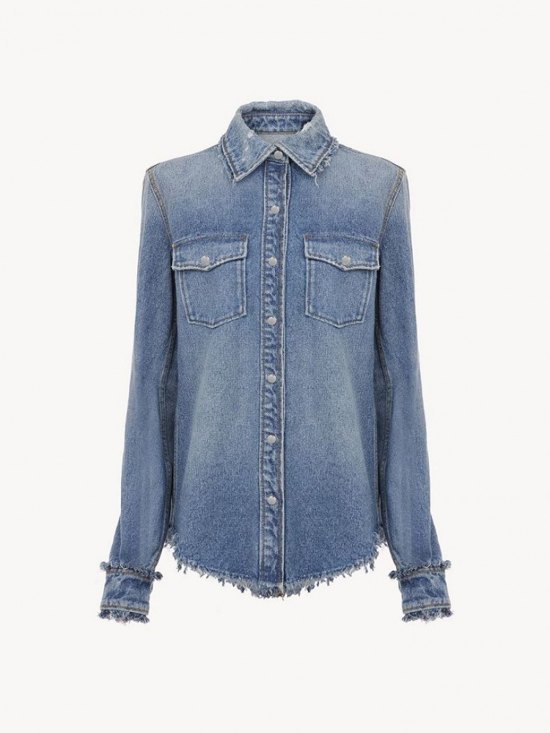 FOGGY BLUE Chloe Classic Denim Shirts | CHE-SR13917