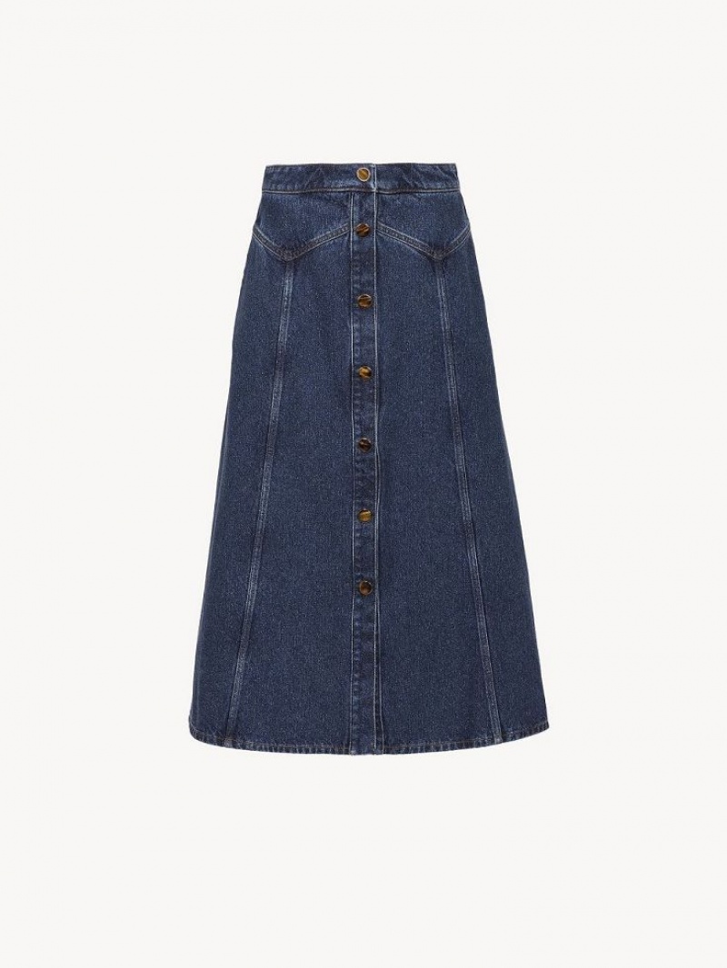 Faded Denim Chloe Flared Mid-length Skirts | CHE-SR14085