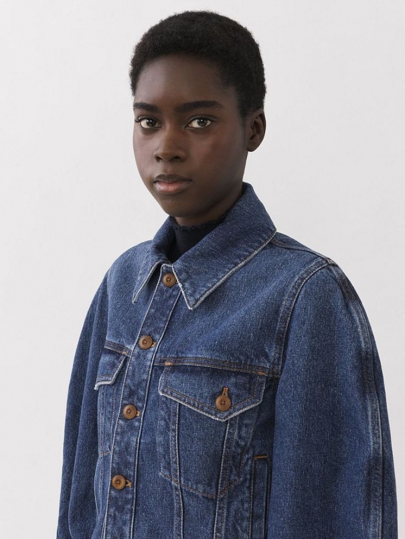 Faded Denim Chloe Taal Boxy Denim Jackets | CHE-SR13798