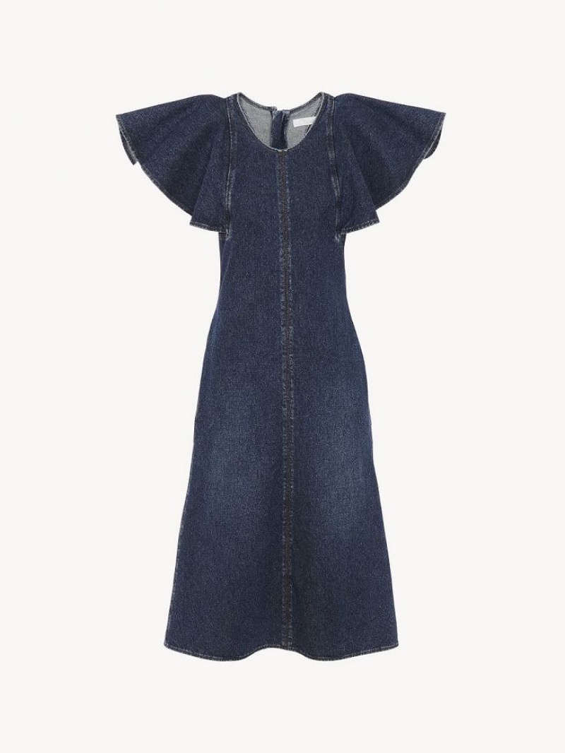 Faded Denim Chloe Wing-sleeve Dresses | CHE-SR13835