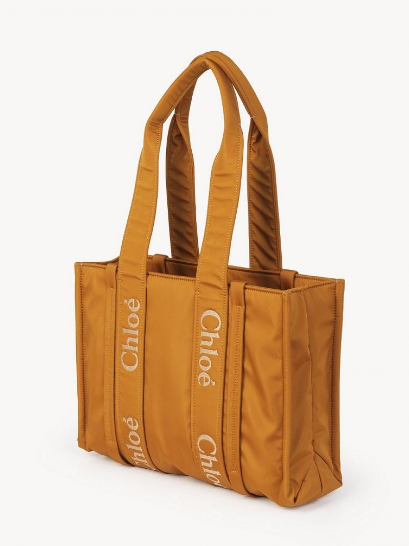 GOLDEN YELLOW Chloe Medium Woody Shoulder Bags | CHE-SR13411