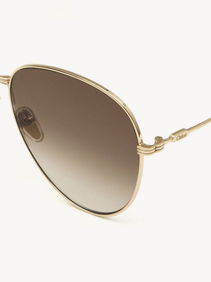 GOLD/GRADIENT BROWN Chloe Faith Sunglasses | CHE-SR14568