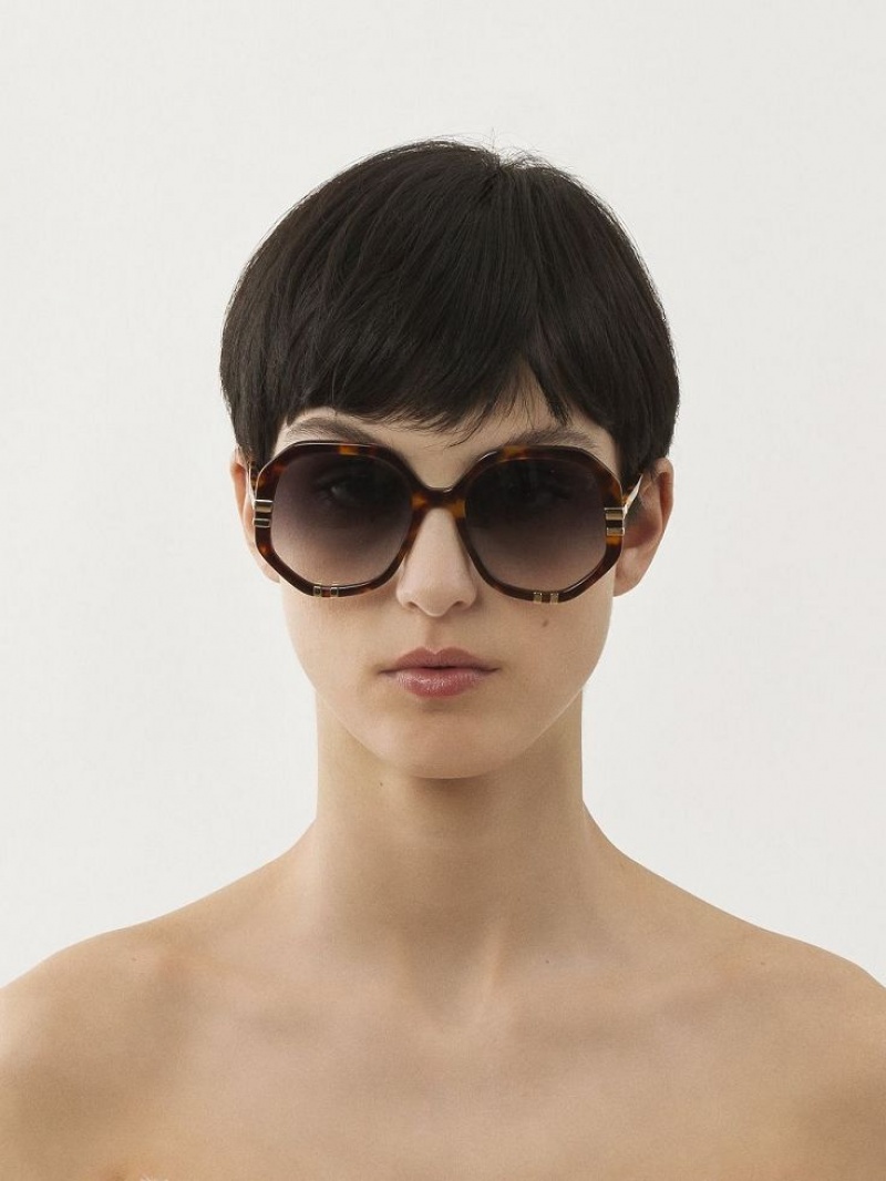 HAVANA / GRAD BLUE Chloe West Small Sunglasses | CHE-SR14517