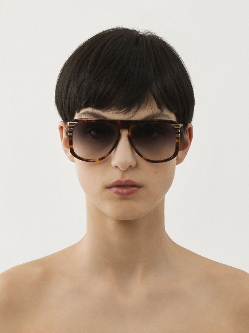 HAVANA / GRAD BLUE Chloe West Small Sunglasses | CHE-SR14520