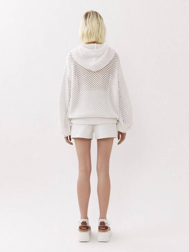 Iconic Milk Chloe Crochet Hoodie Knitwear | CHE-SR13935