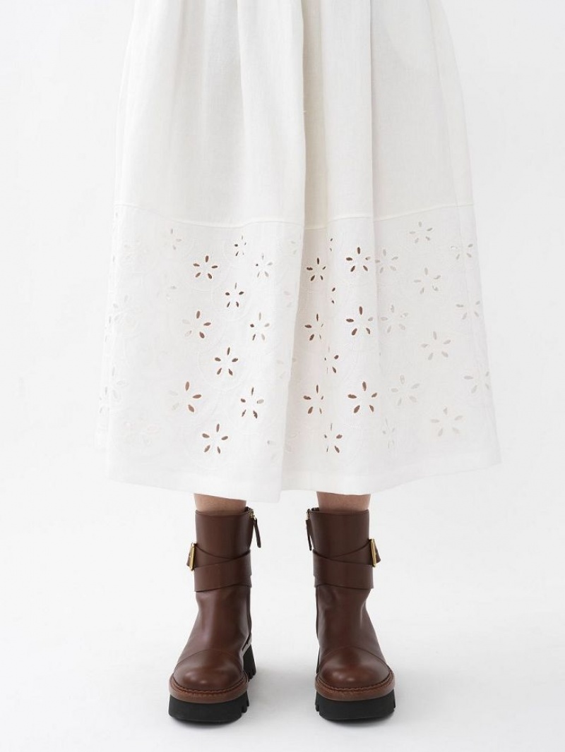 Iconic Milk Chloe Embroidered Mid-length Skirts | CHE-SR14076