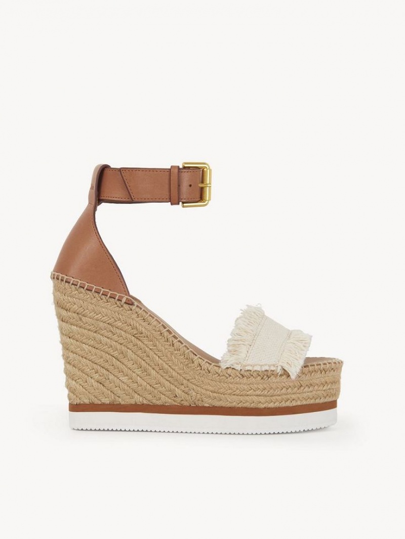 Latte Chloe Glyn Fringed Espadrille Wedge | CHE-SR14804