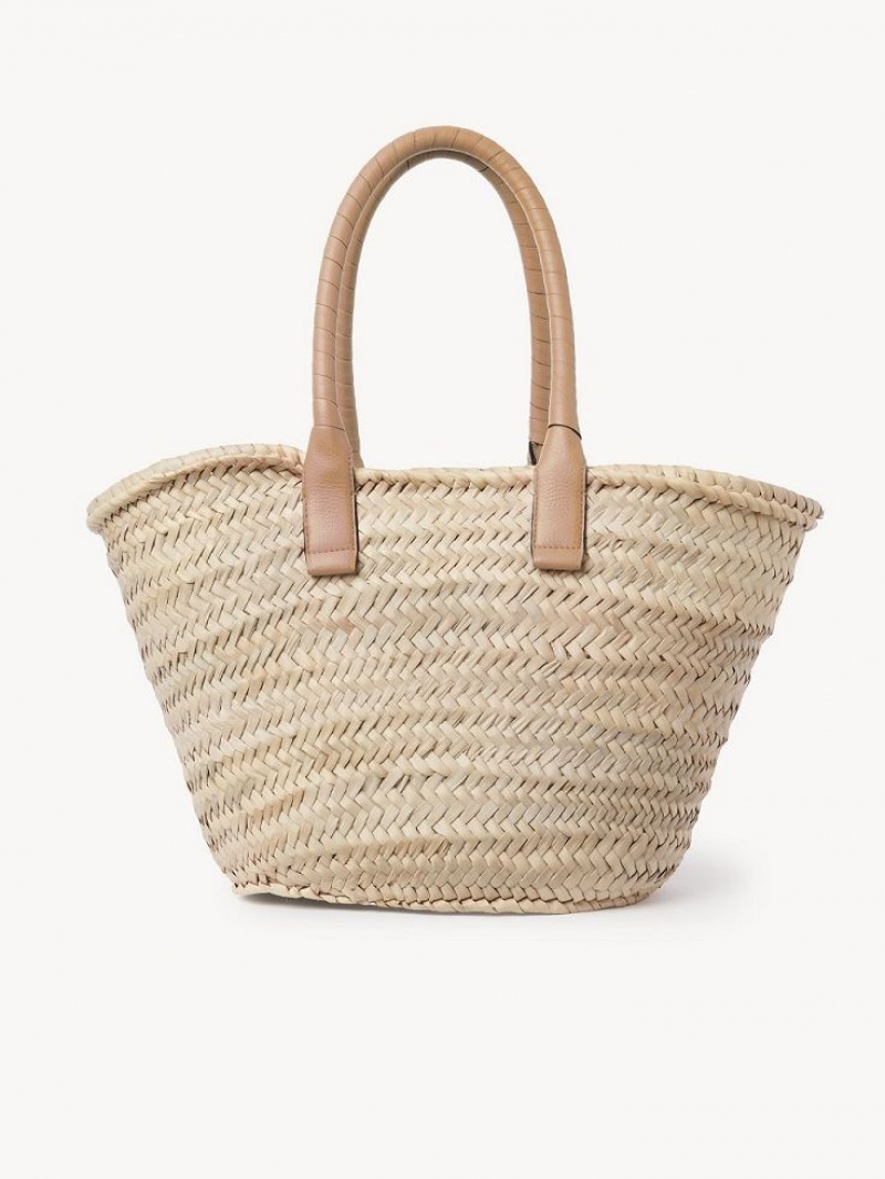 Light Tan Chloe Medium Marcie Basket Tote Bags | CHE-SR13292