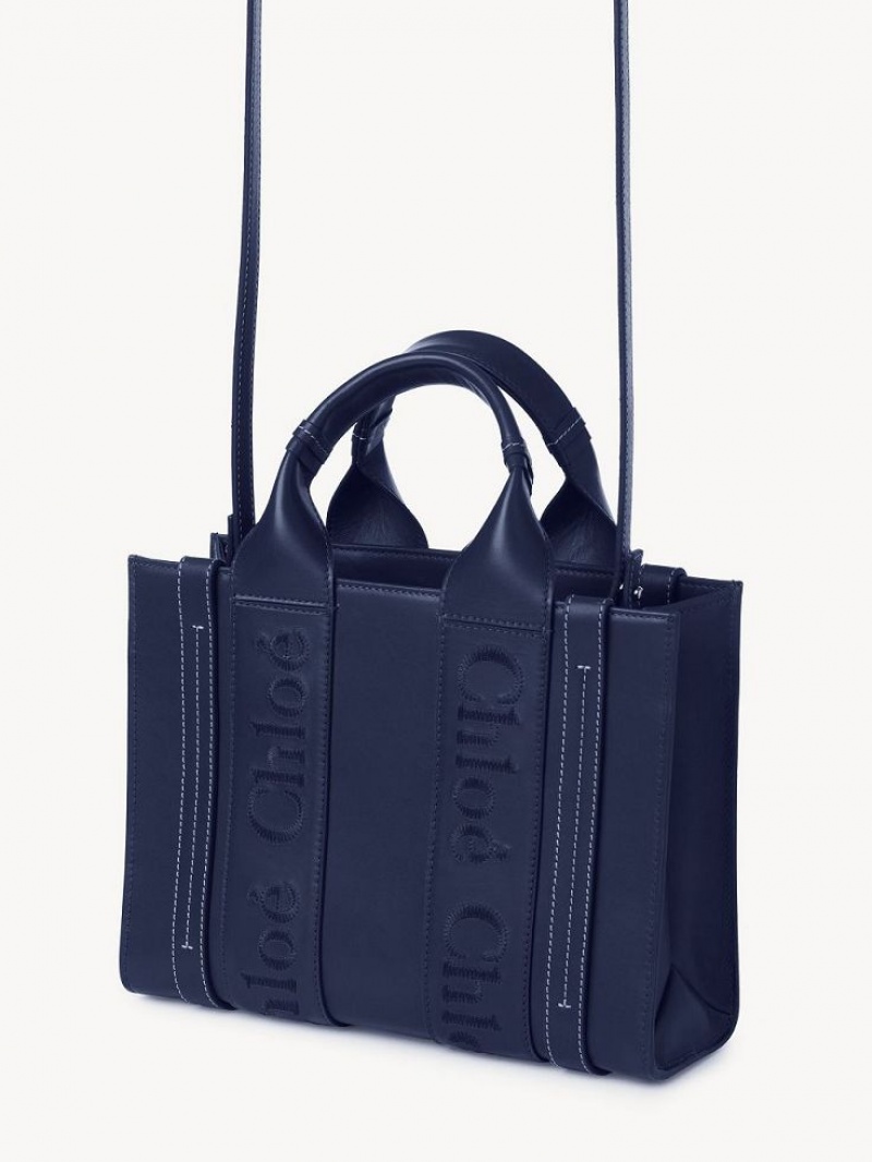 Night Blue Chloe Small Woody Tote Bags | CHE-SR13376