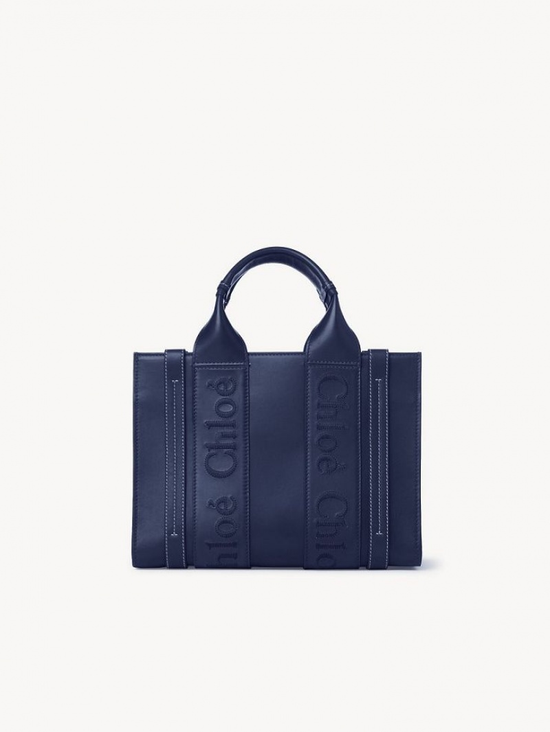 Night Blue Chloe Small Woody Tote Bags | CHE-SR13376