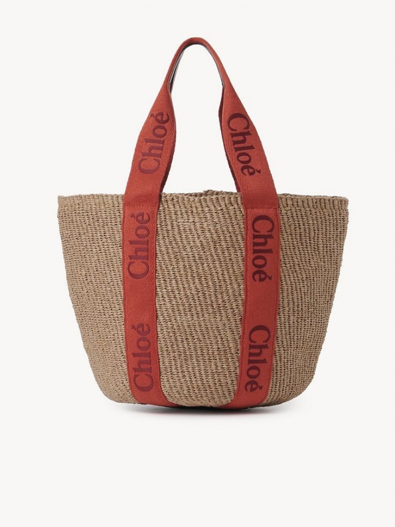 ORANGE - ORANGE 1 Chloe Large Woody Basket Tote Bags | CHE-SR13298