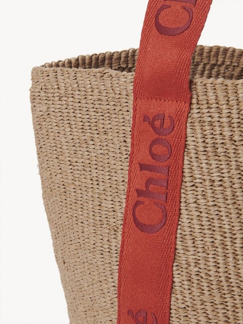 ORANGE - ORANGE 1 Chloe Large Woody Basket Tote Bags | CHE-SR13298