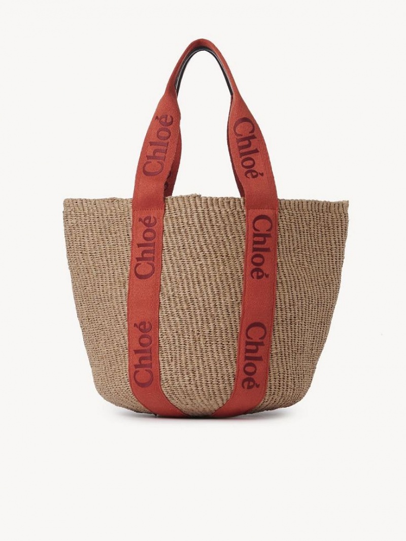 ORANGE - ORANGE 1 Chloe Large Woody Basket Tote Bags | CHE-SR13298