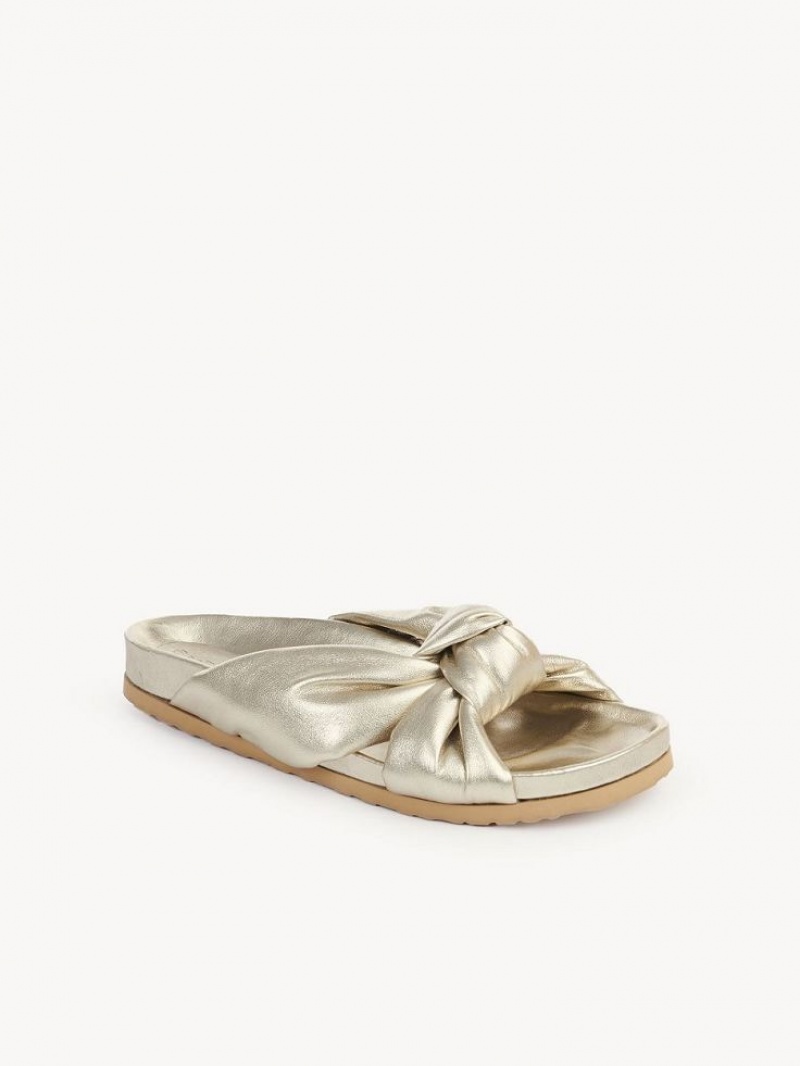 PALE GOLD Chloe Spender Slide Flats | CHE-SR14810