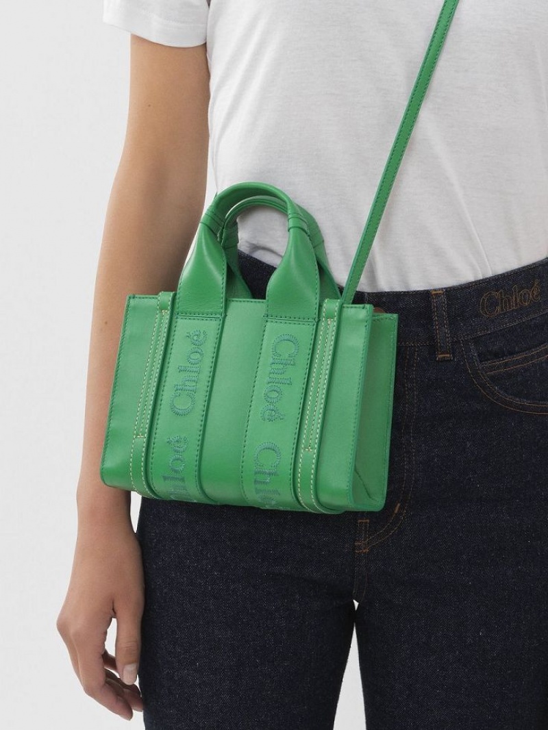 POP GREEN Chloe Mini Woody Crossbody Bags | CHE-SR13527