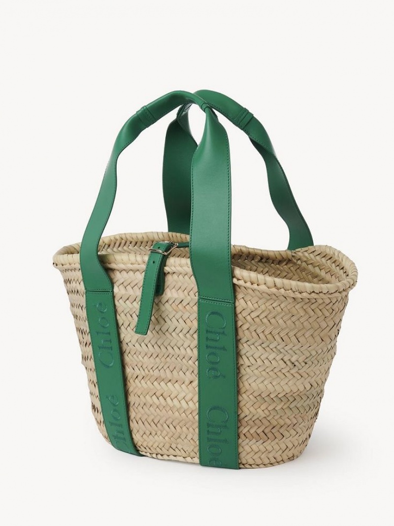 POP GREEN Chloe Sense Medium Basket Tote Bags | CHE-SR13297