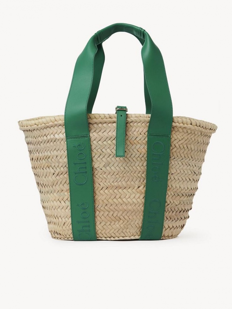 POP GREEN Chloe Sense Medium Basket Tote Bags | CHE-SR13297