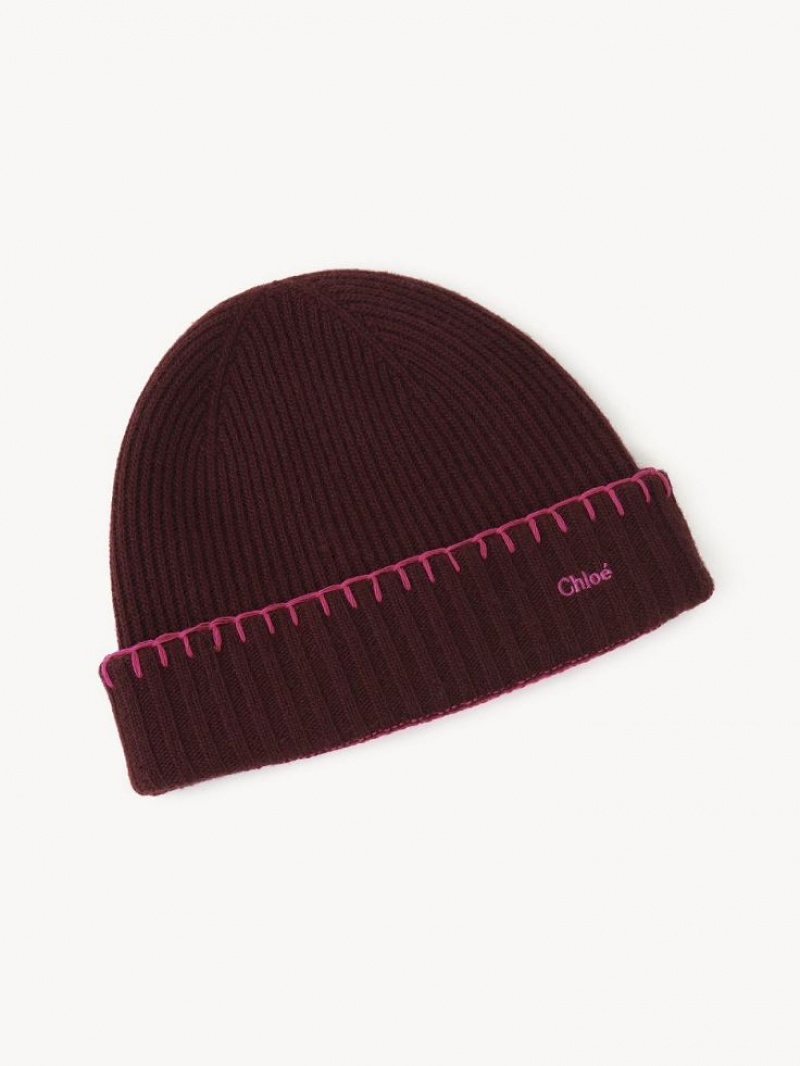 PURPLE - PINK 1 Chloe Ribbed Knit Beanie Hats | CHE-SR14472