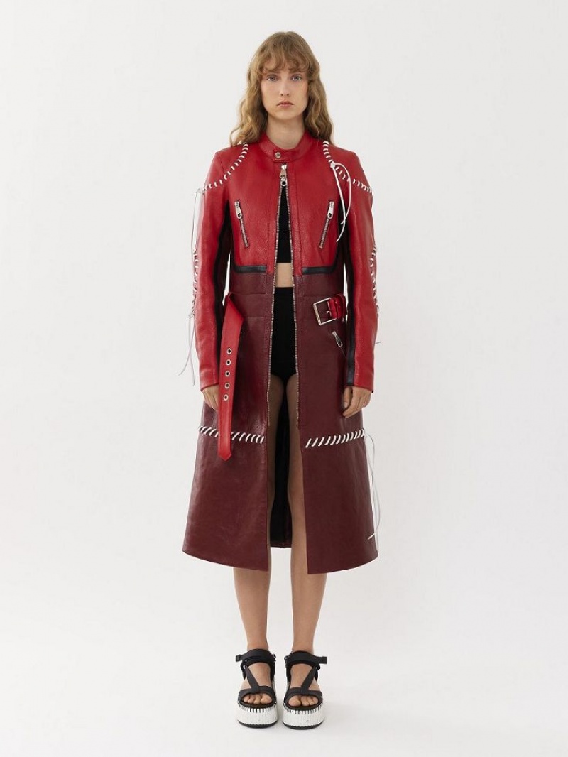 PURPLE - RED 1 Chloe Biker Coat Leather | CHE-SR14105