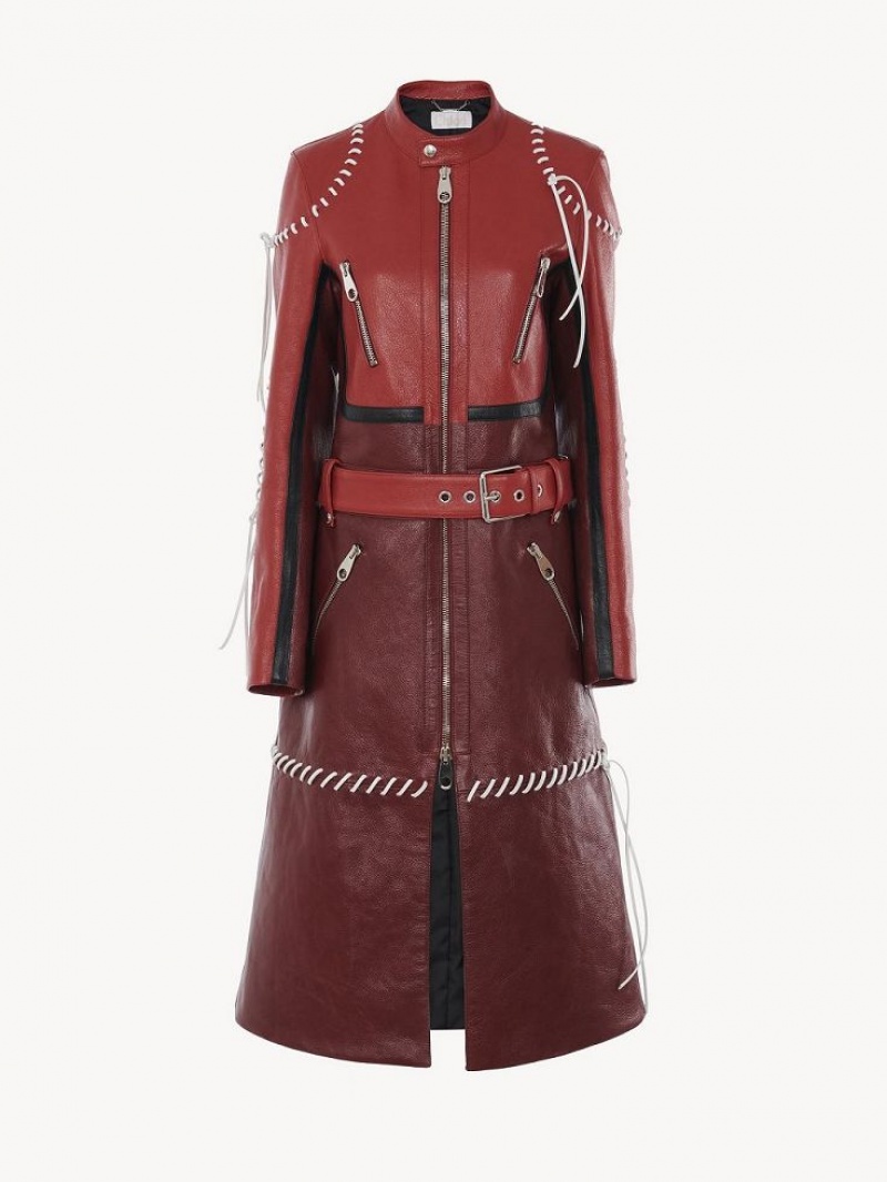 PURPLE - RED 1 Chloe Biker Coat Leather | CHE-SR14105