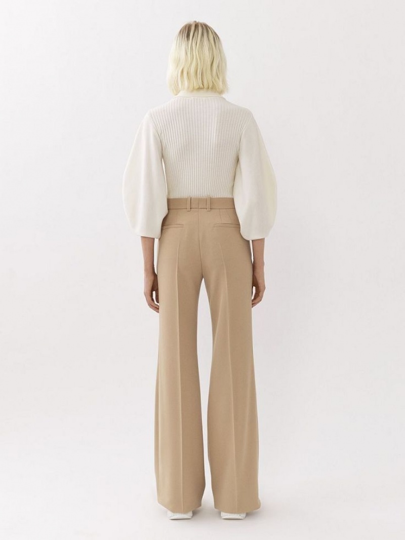 Pearl Beige Chloe Flared Pants | CHE-SR14024