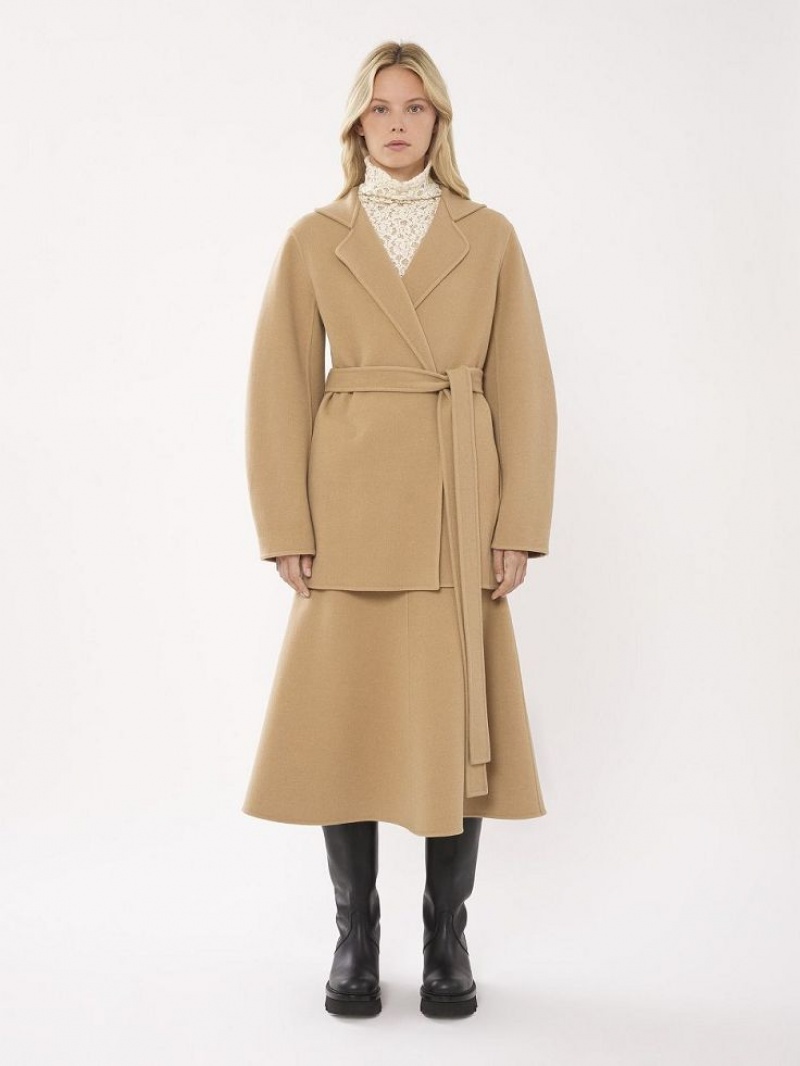 Pearl Beige Chloe Short Belted Coats | CHE-SR13824