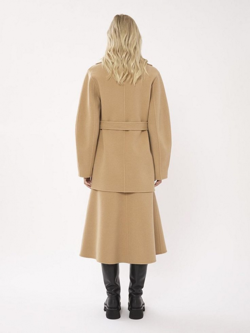 Pearl Beige Chloe Short Belted Coats | CHE-SR13824