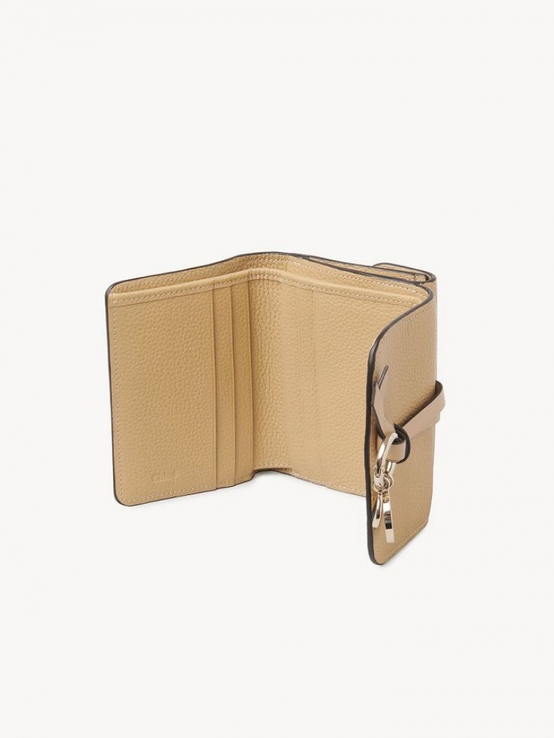 SOFT TAN Chloe Alphabet Small Tri-fold Compact Wallets | CHE-SR14292