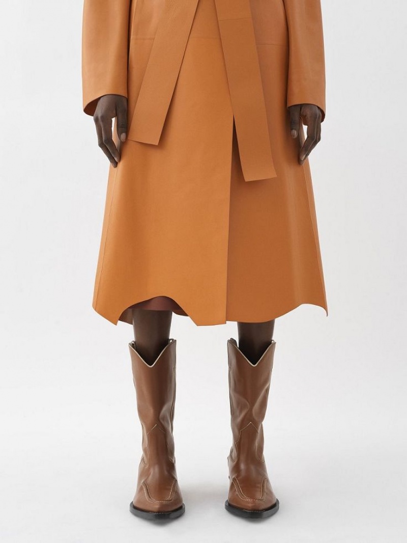 SUNSET ORANGE Chloe Generous Wrap Coat Leather | CHE-SR14100