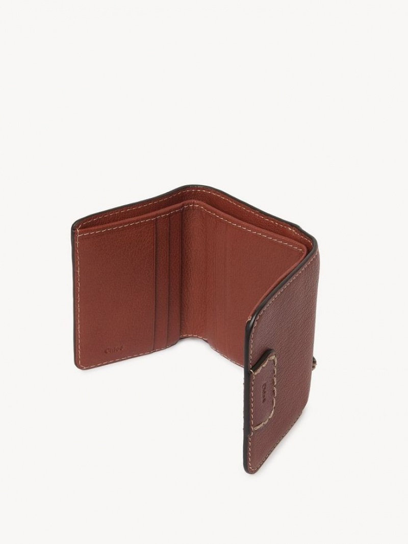 Sepia Brown Chloe Edith Small Tri-fold Compact Wallets | CHE-SR14278