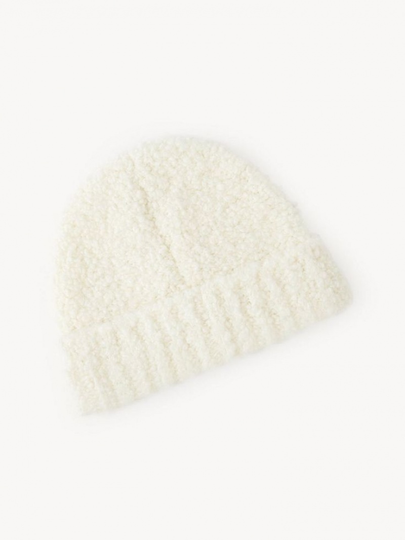 Soft Beige Chloe Curly Knit Beanie Hats | CHE-SR14475