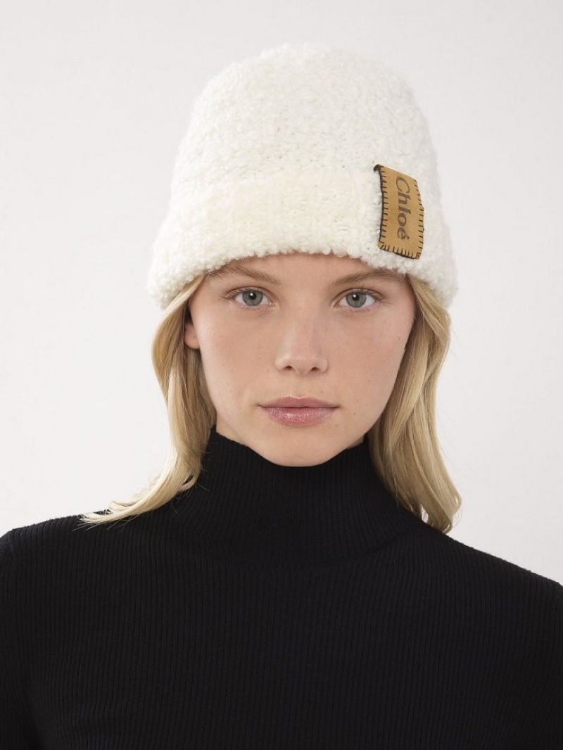 Soft Beige Chloe Curly Knit Beanie Hats | CHE-SR14475