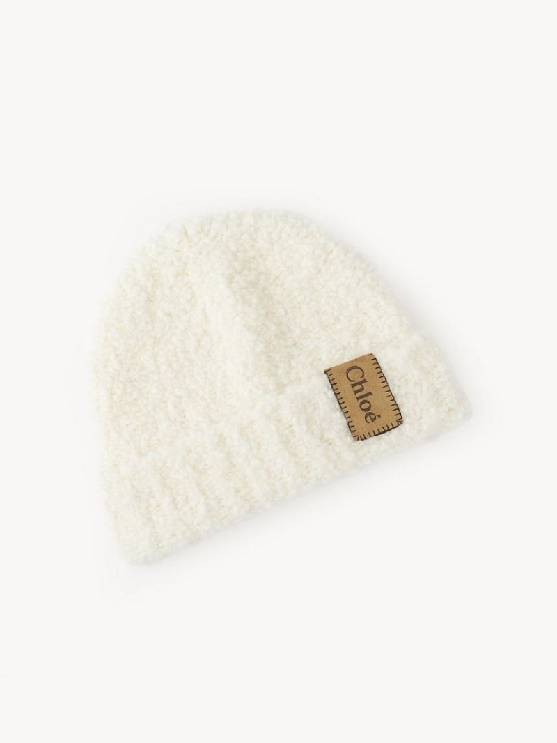 Soft Beige Chloe Curly Knit Beanie Hats | CHE-SR14475