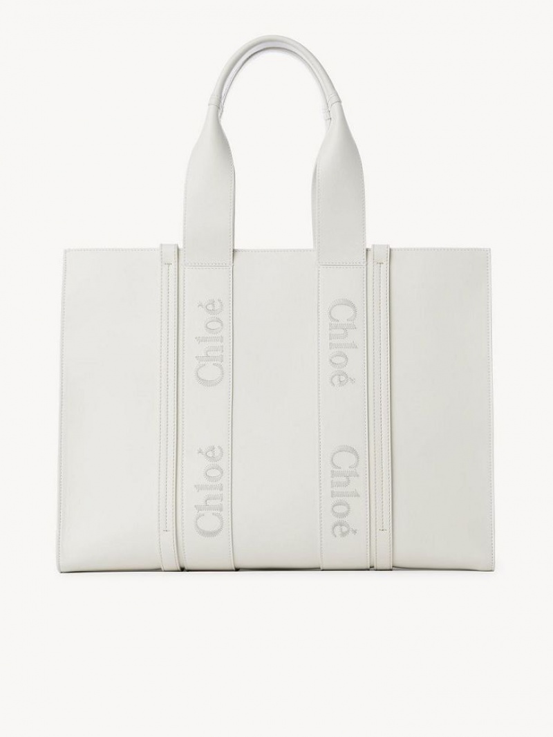 White Chloe Large Woody Tote Bags | CHE-SR13325