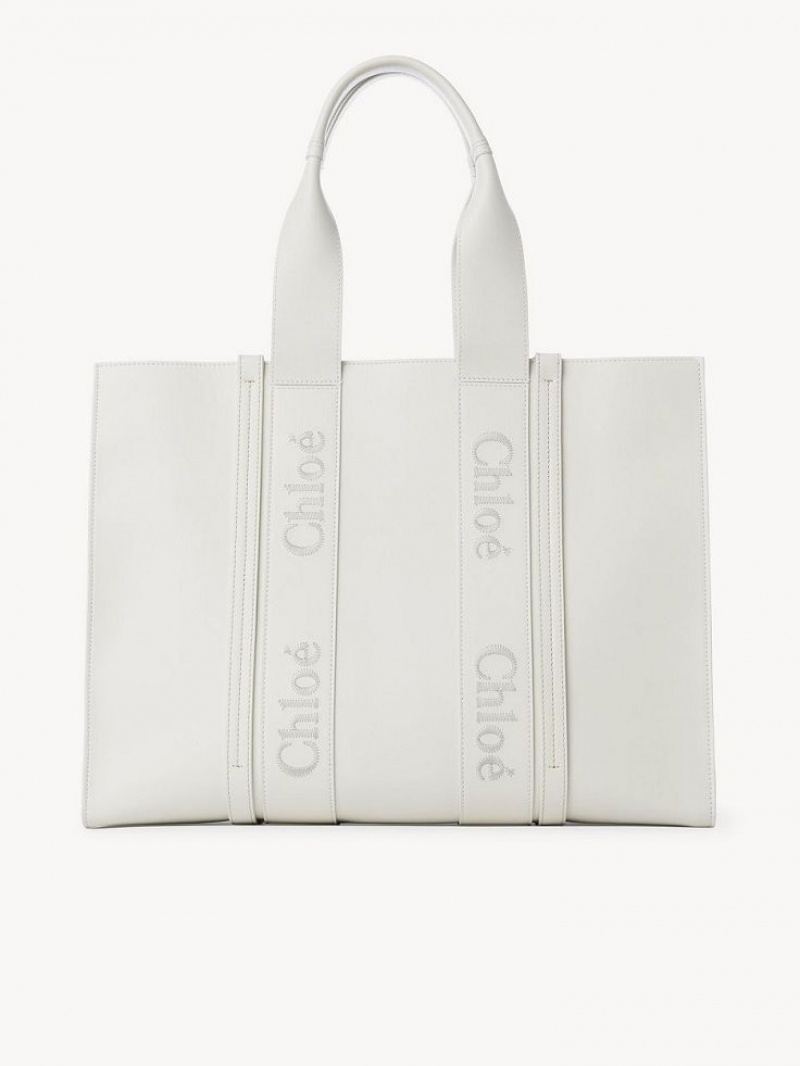 White Chloe Large Woody Tote Bags | CHE-SR13325