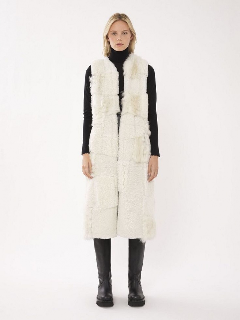 White Chloe Long Gilet Jackets | CHE-SR13825